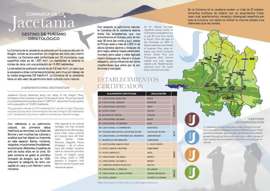 Nuevo folleto promocional de los Establecimientos Certificados en Turismo Ornitológico